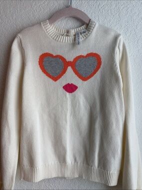 Janie and Jack Sweater with Heart Sunglasses and Pink Lips